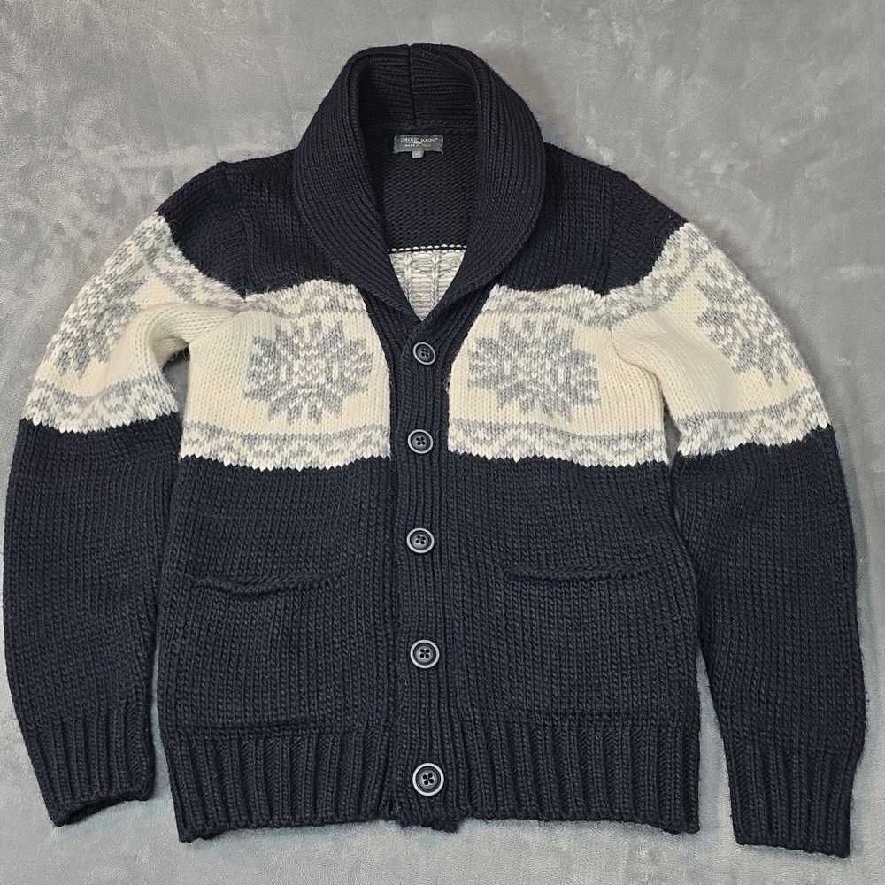 lorenzo‎ magni sweater mens medium Cardigan knit 5 button